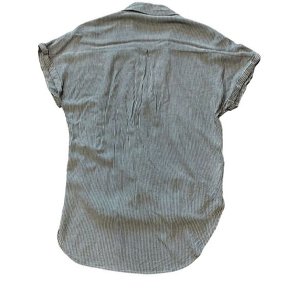 Revolve BCBGeneration Striped Button Down Wrap Hem Top Blouse Black and White - Picture 9 of 13